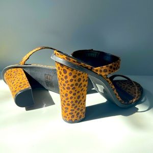 Brown Polka dot block strappy heel